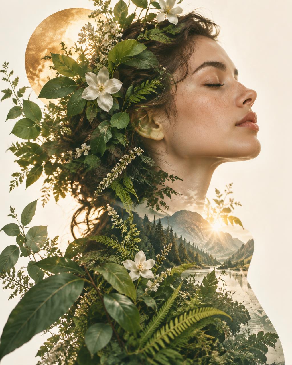 Mujer integrada en la naturaleza, símbolo de la salud mental 360°